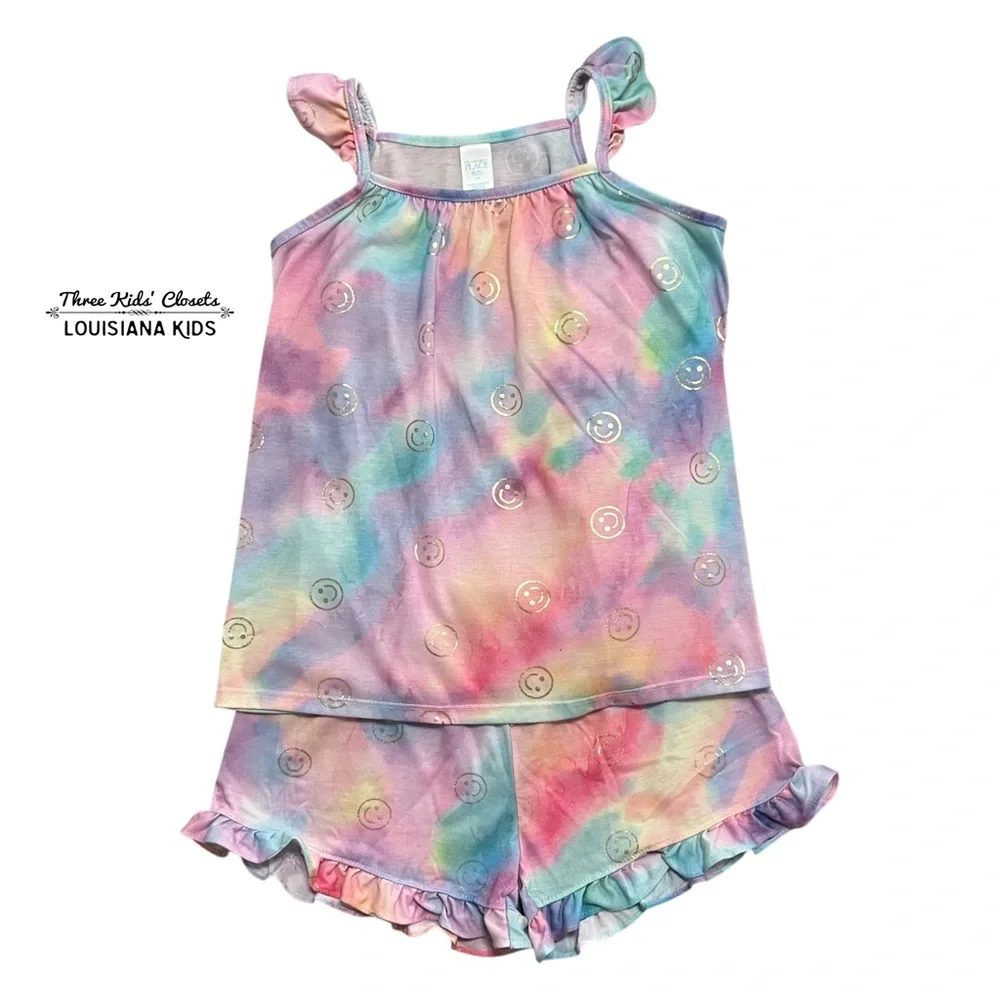 The Children’s Place XL (14Y) Colorful Tie-Dye & Metallic Smiley Face Pajamas